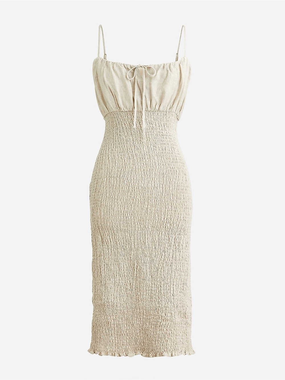 J. Crew Smocked linen dress in Flaxen Size 10T Classic Minimalist Coastal Preppy